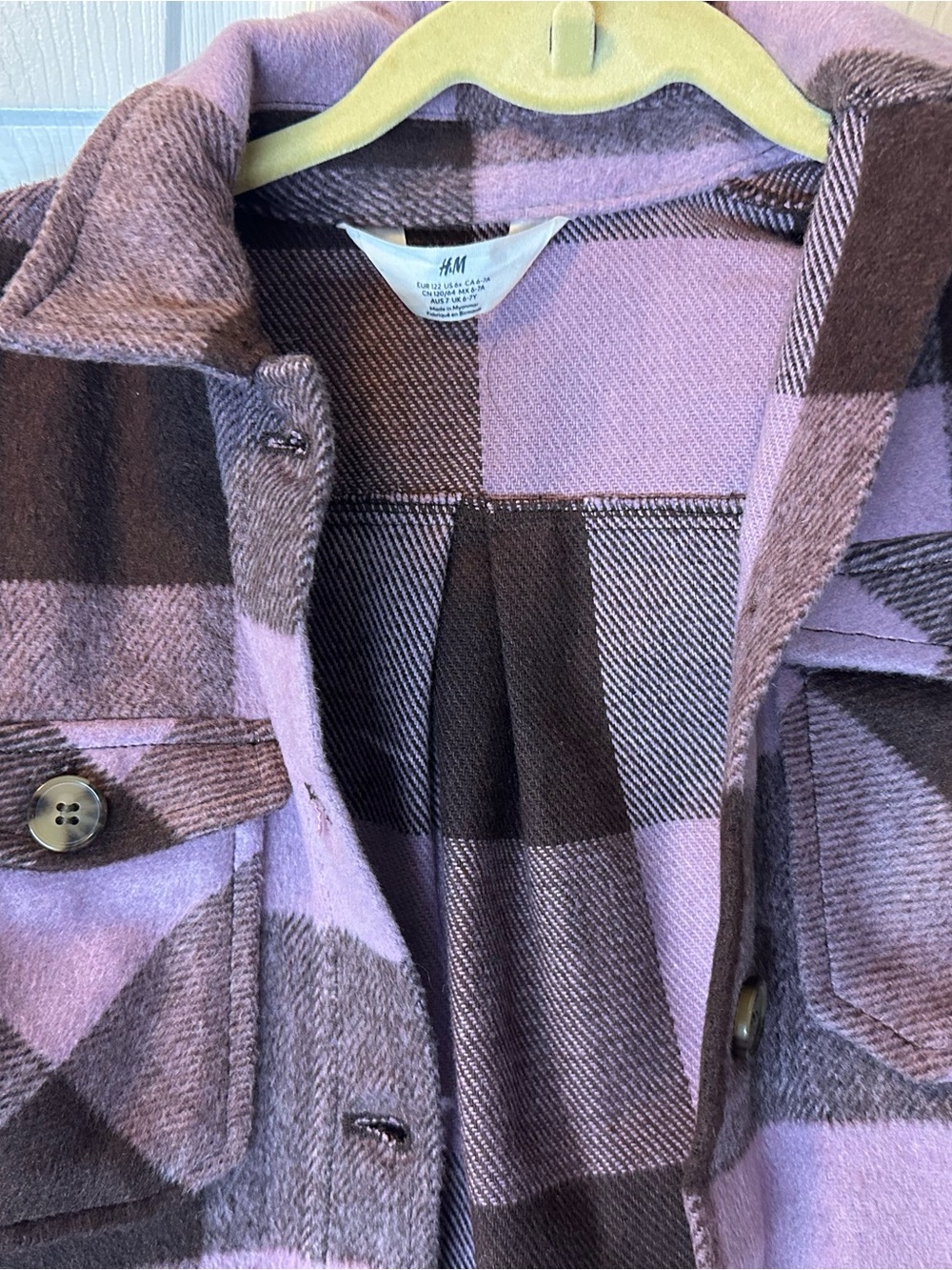 H&M Lavender and Brown Plaid Shacket